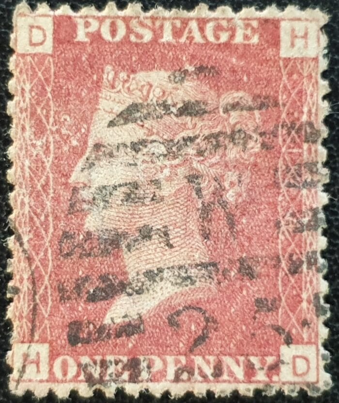 Great Britain Queen Victoria 1864 SG43 1d. rose-red Plate 144, Letters H-D ,used stamp