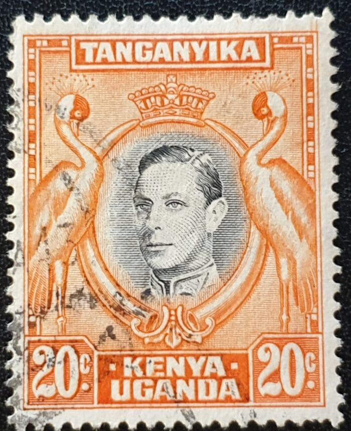 Kenya, Uganda, Tanganyika 1938 SG139a 20c. black/orange P.14 (19.5.41) used single stamp