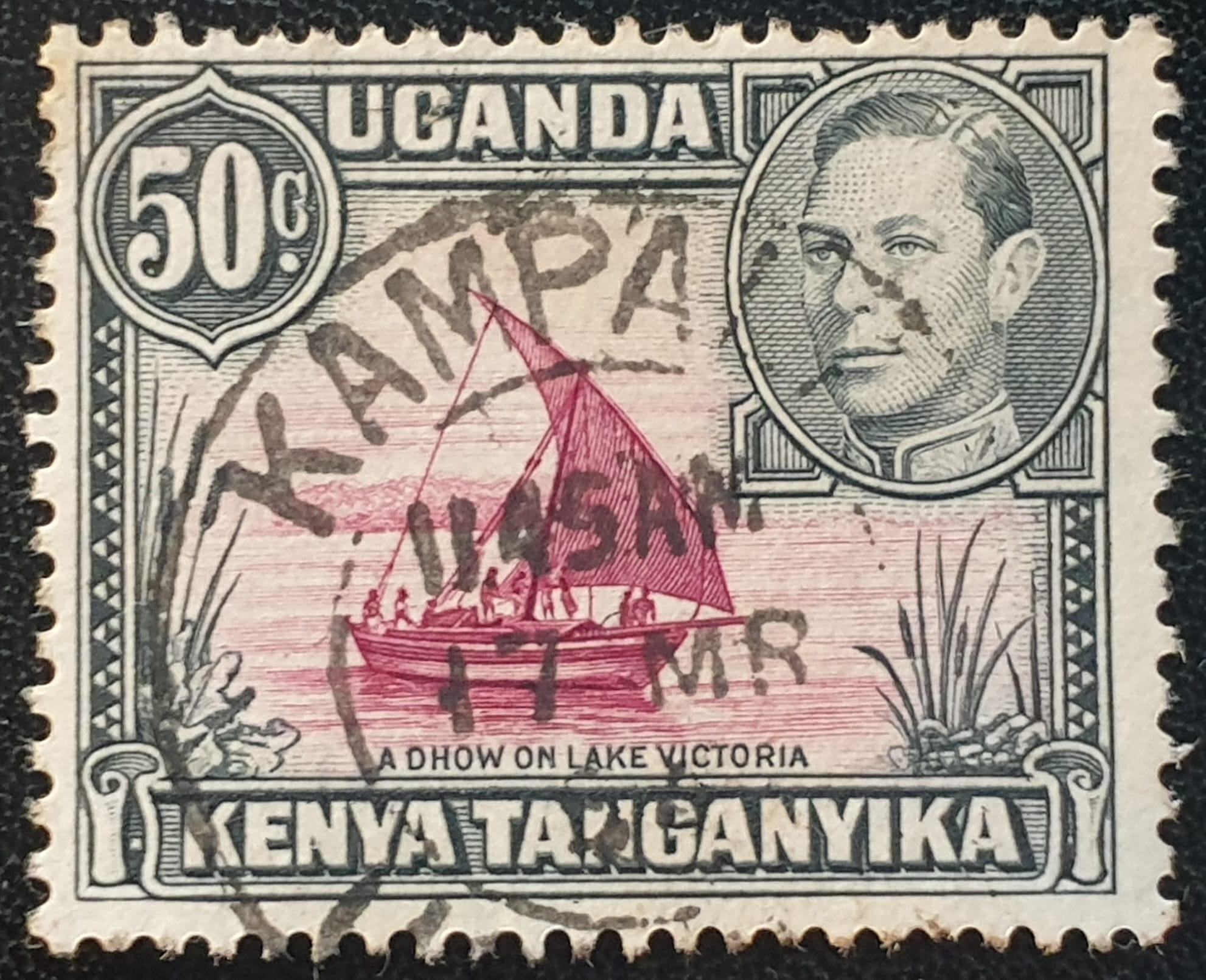 Kenya, Uganda, Tanganyika 1949 SG144e 50c. Ditto. Perf.13×12½ (10.49) used single stamp