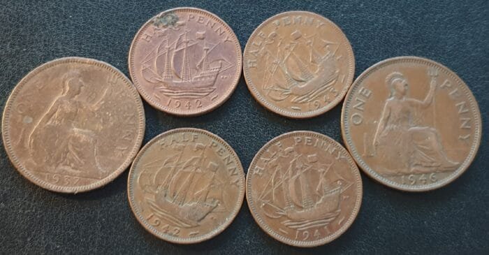 Great Britain King George VI ‘Set of 6’ Mixed Condition Uncleaned Coins - Image 2