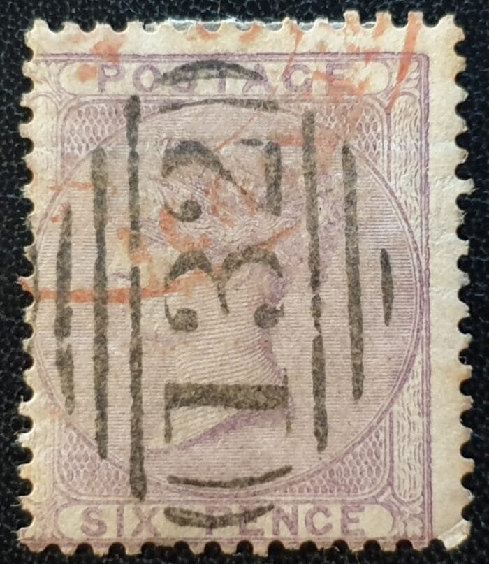 Great Britain Queen Victoria SG.70 6d. pale lilac Type J70 Plate 1 Wmk. Emblems (W6) Perf. 14 used stamp