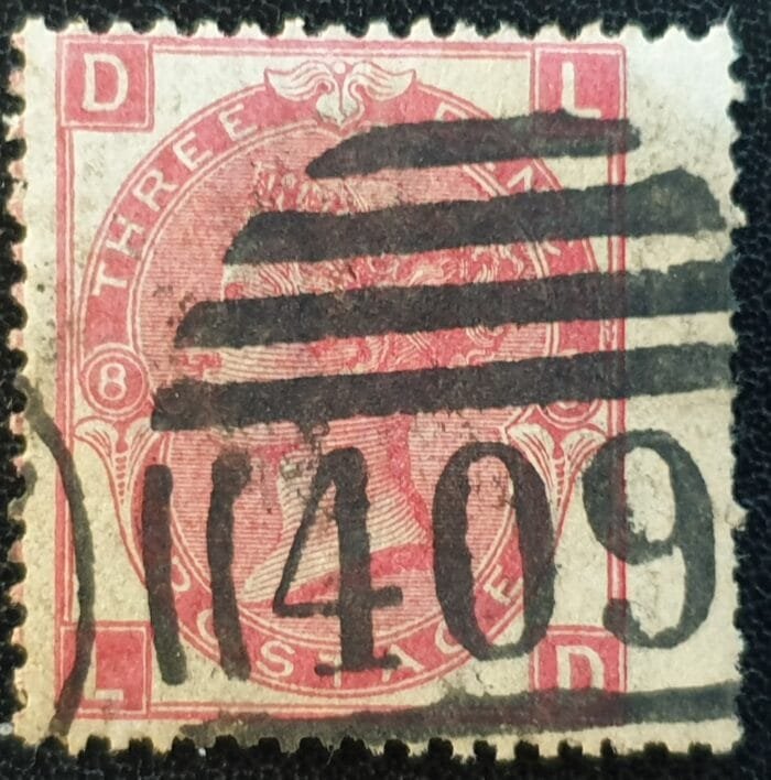 Great Britain Queen Victoria 1868 SG 103 3d. rose , Plate 8, Letters L-D, Right Wing Margin used stamp