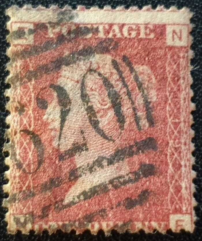 Great Britain Queen Victoria 1864 SG43 1d. rose-red Plate 119, Letters N-E ,used stamp