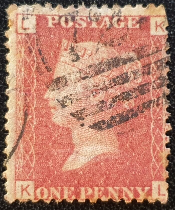 Great Britain Queen Victoria 1864 SG43 1d. rose-red Plate 129, Letters K-L ,used stamp