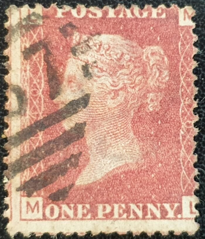 Great Britain Queen Victoria 1864 SG43 1d. rose-red Plate 140, Letters M-L ,used stamp