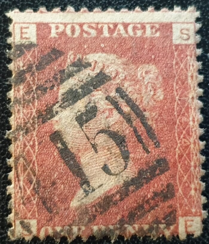 Great Britain Queen Victoria 1864 SG43 1d. rose-red Plate 144, Letters S-E ,used stamp