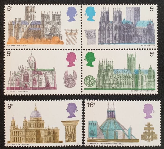 Great Britain Queen Elizabeth II 1969 SG796/801 “British Architecture. Cathedrals” MNH