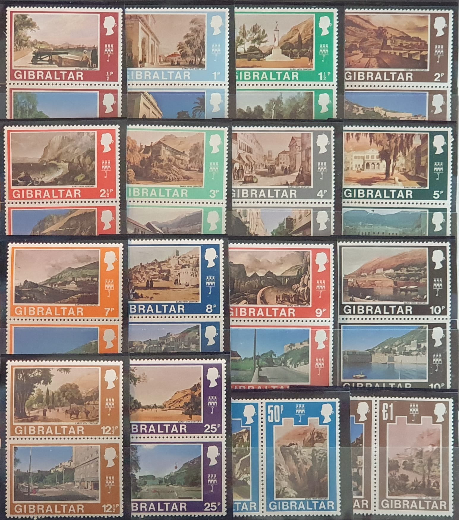 Gibraltar 1971 "Decimal Currency" SG255-286 Set of 32 (16 Se-Tenant Pairs) MNH