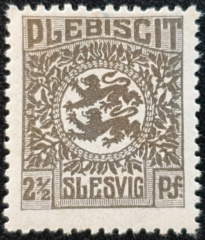 DANISH-GERMAN SLESVIG; 1920 early Lion Type 2.5pf. Mounted Mint Single Stamp