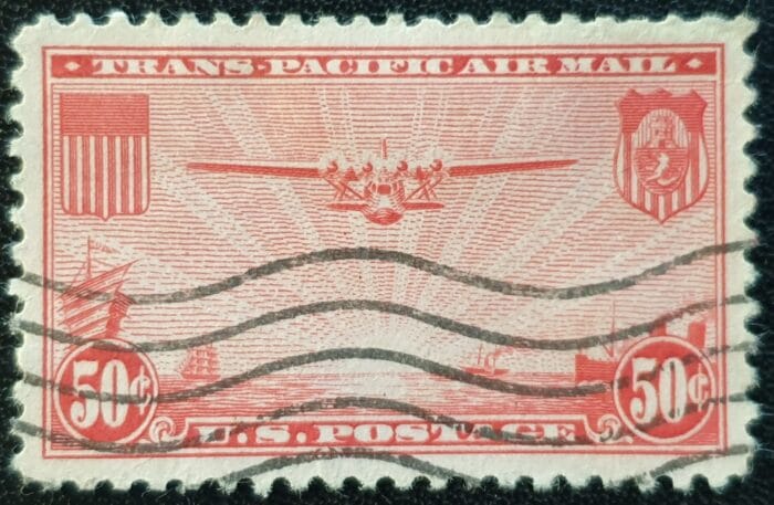 United States 1935 “Air, Trans Pacific Air Mail” SG A777 50c. red used single stamp