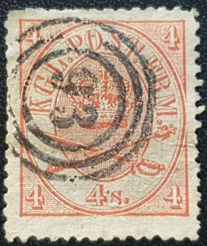 Denmark 1864 SG28 4sk. red used stamp