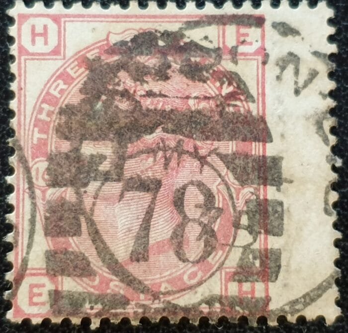 Great Britain Queen Victoria 1873 SG 143 3d. rose , Plate 16, Letters E-H, Right Wing Margin, used stamp