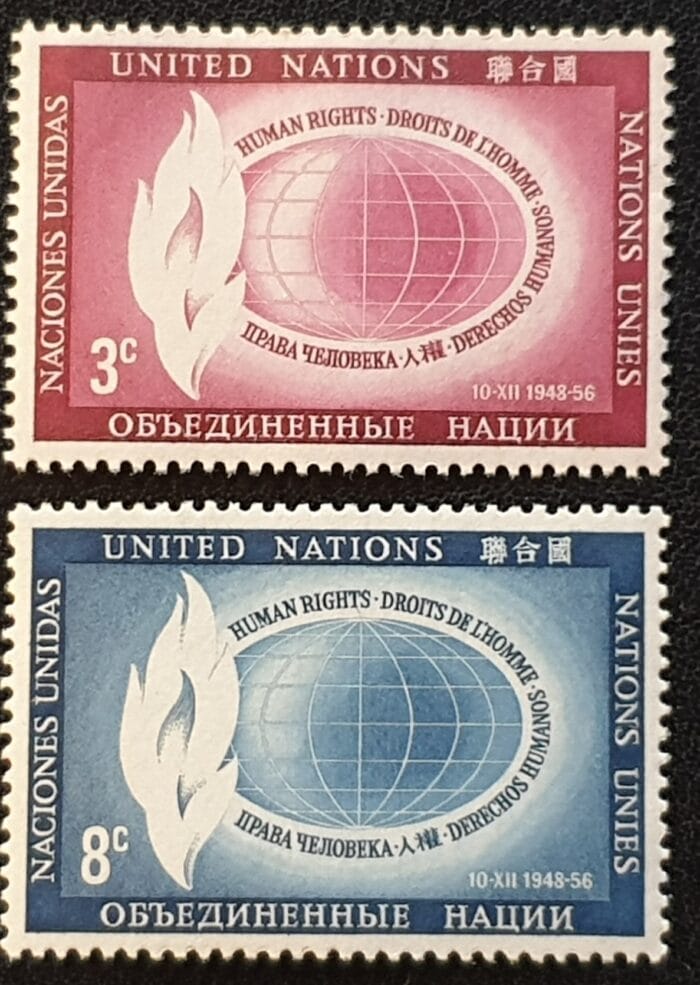 United Nations 1956 "Human Rights Day" SG47/8 Set of 2 MNH
