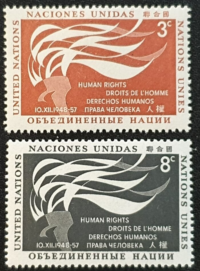 United Nations 1957 "Human Rights Day" SG57/8 Set of 2 MNH