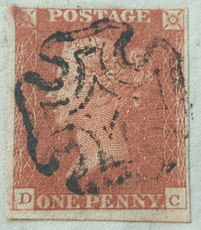 Great Britain Queen Victoria 1844 1d Red 4 Margins Letters D-C Black MX Part Entire Oxford-Shipton Nr Burford - Image 2