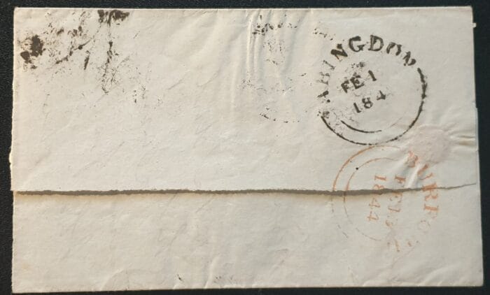 Great Britain Queen Victoria 1844 1d Red 4 Margins Letters D-C Black MX Part Entire Oxford-Shipton Nr Burford - Image 3