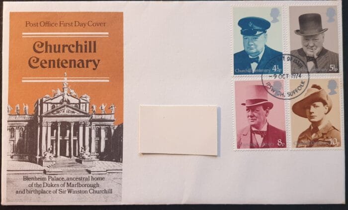 Great Britain 1974 First Day Cover "CHURCHILL CENTENARY" 9 Oct 1974 IPSWICH