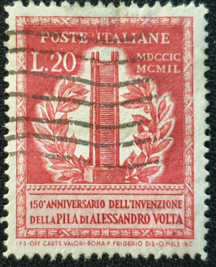 Italy 1949 "Voltaic Pile" SG737 20l. red used stamp