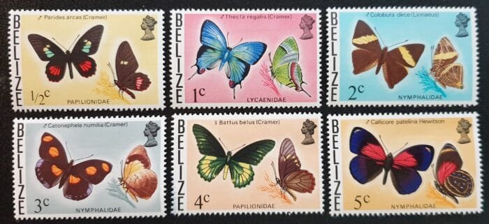 Belize 1974 "Butterflies" ½c.-5c. Mounted Mint Stamps