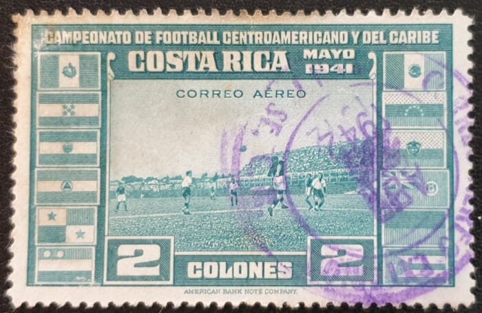 Costa Rica 1941 "Central American and Caribbean Football Championship" Air. SG298 2col. used single stamp