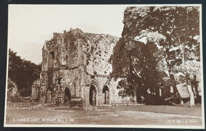 Great Britain POST CARD "FURNESS ABBEY, INFIRMARY HALL E. END" Unused