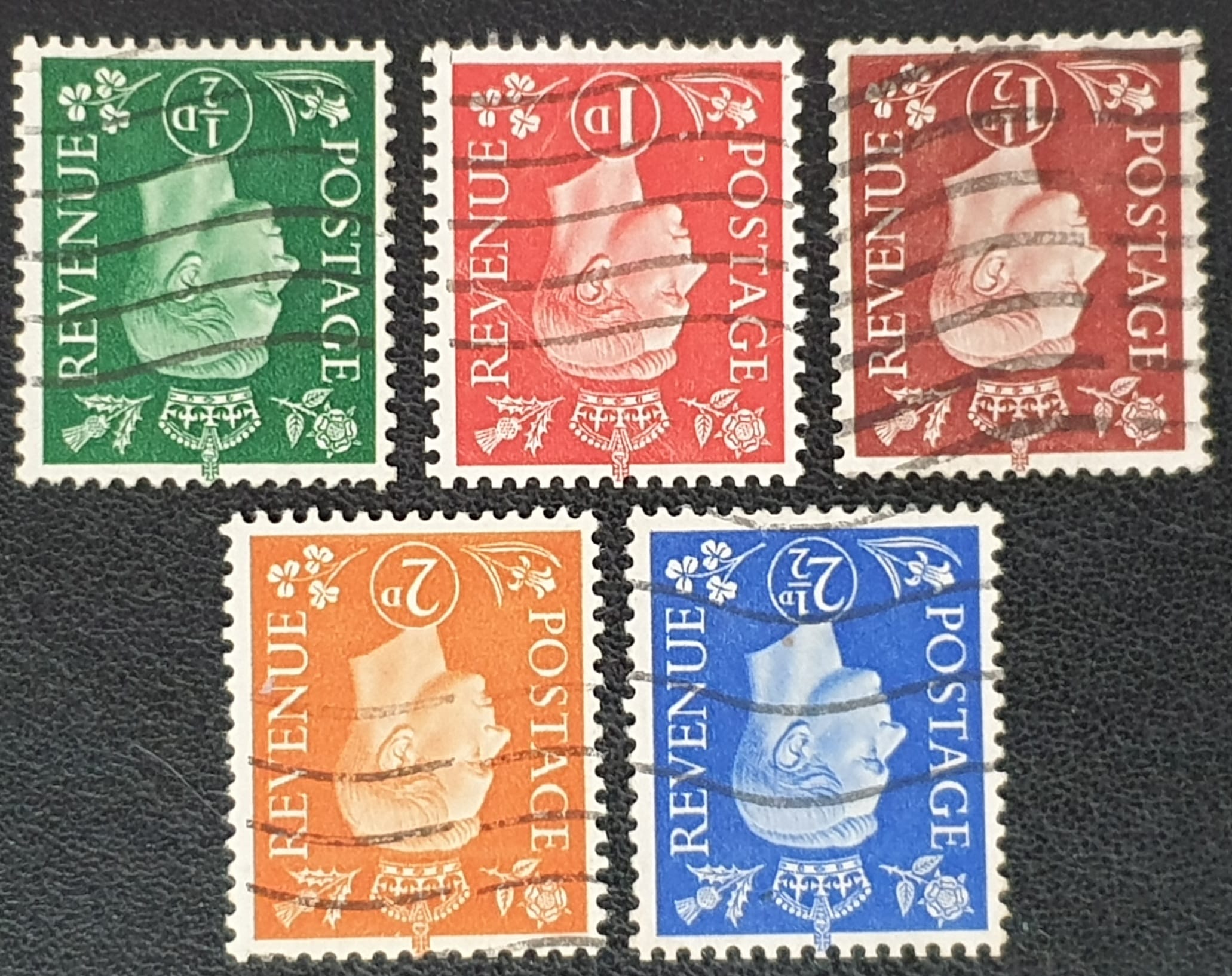 Great Britain King George VI 1937-47 SG462Wi-466Wi ½d-2½d Dark Colours Wmk. Inverted Set (5) GU