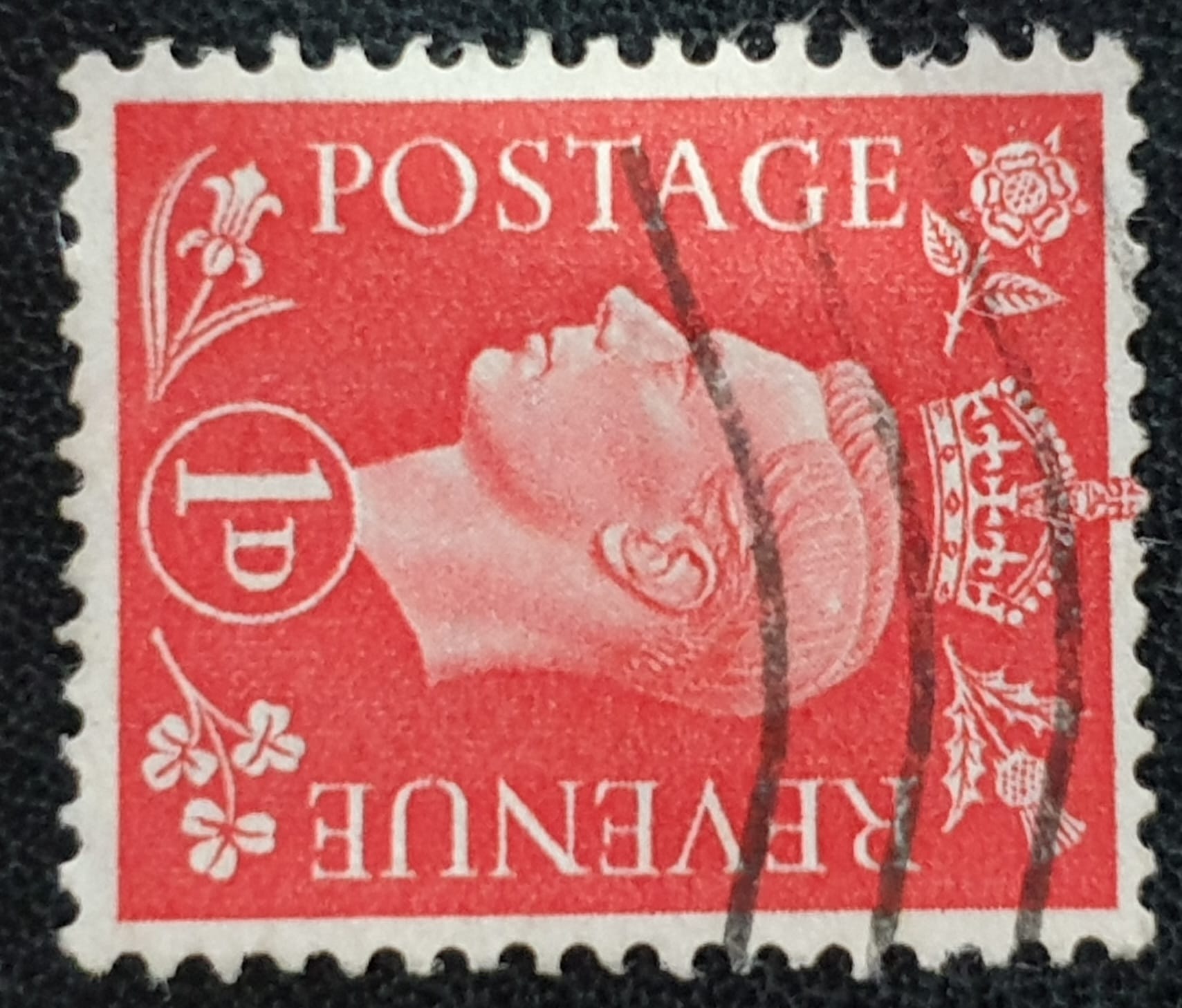 Great Britain King George VI 1938 SG463a 1d. Scarlet Sideways Wmk. Used Single Stamp