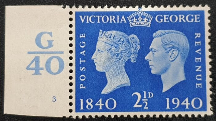 Great Britain King George VI 1940 SG483 2½d. ULTRAMARINE Ctrl. G40 Cyl. 3 Dot Mounted Mint Stamp