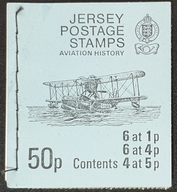JERSEY 1975 SB23 AVIATION HISTORY STITCHED BOOKLET MNH
