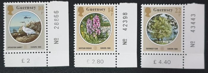 GUERNSEY 1986 "EUROPA NATURE" Set of 3 SG366/8 MNH
