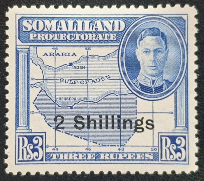 SOMALILAND 1951 2/- on 3r Bright Blue SG134 LMM
