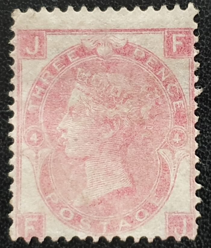 Great Britain Queen Victoria 1865 3d. rose SG92 Letters F-J Plate 4 unused stamp