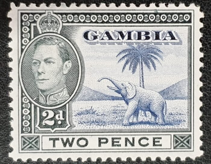 GAMBIA 1938-46 SG153 2d. blue/black LMM