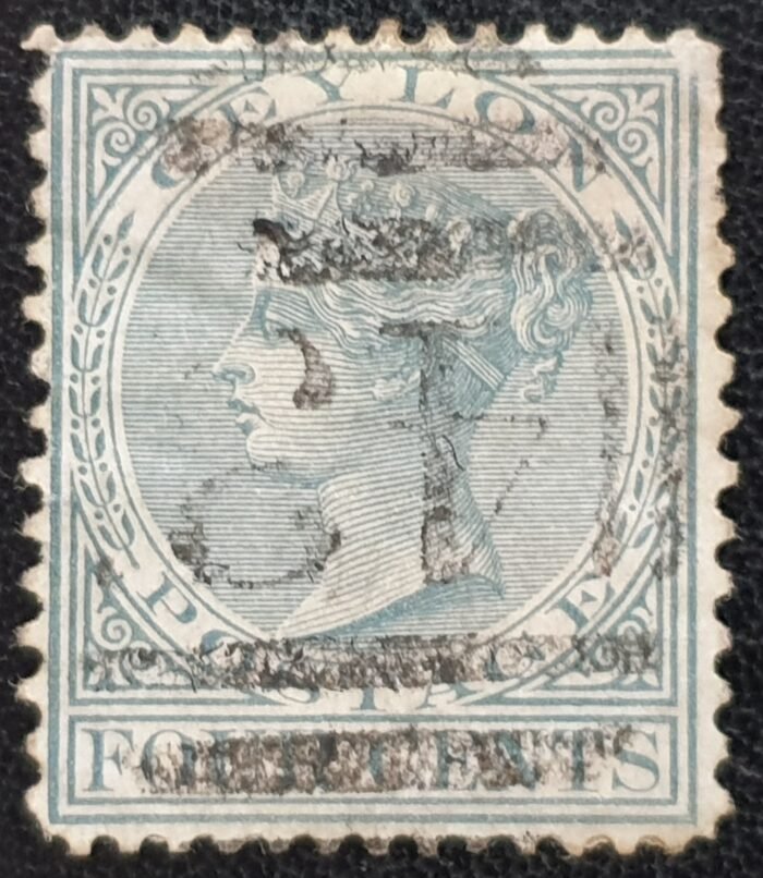 Ceylon Queen Victoria 1872-80 SG134 4c. grey Perf 14x12½ used single stamp