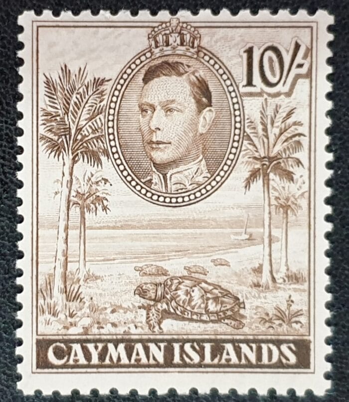 CAYMAN ISLANDS 1938-48 SG126 10/- Chocolate Perf 11½x13 LMM