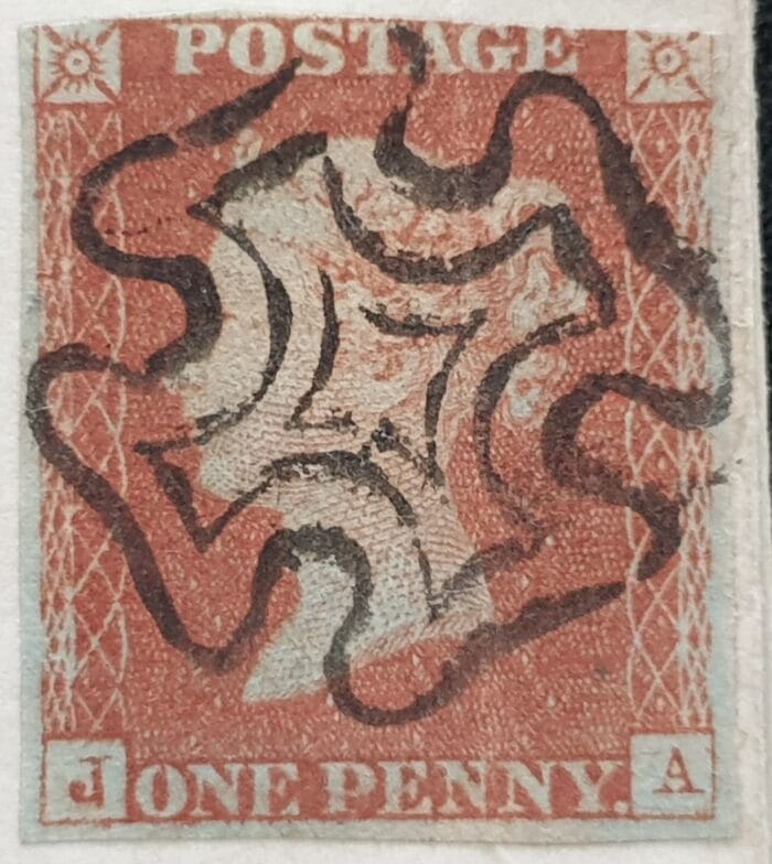 Great Britain Queen Victoria 1842 Entire 1d. red Black Maltese Cross Letters J-A Plate 19 8.8.1842 Edinburgh - Image 4