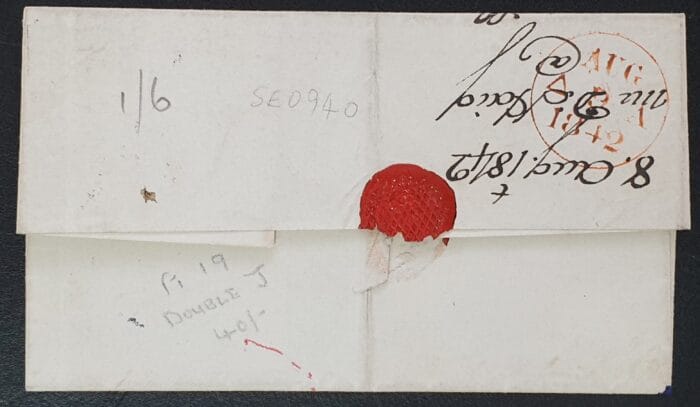 Great Britain Queen Victoria 1842 Entire 1d. red Black Maltese Cross Letters J-A Plate 19 8.8.1842 Edinburgh - Image 3