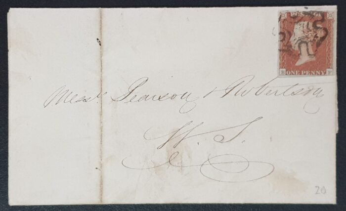 Great Britain Queen Victoria 1d. red on cover Black Maltese Cross Plate 20 Letters B-F 25/5/42