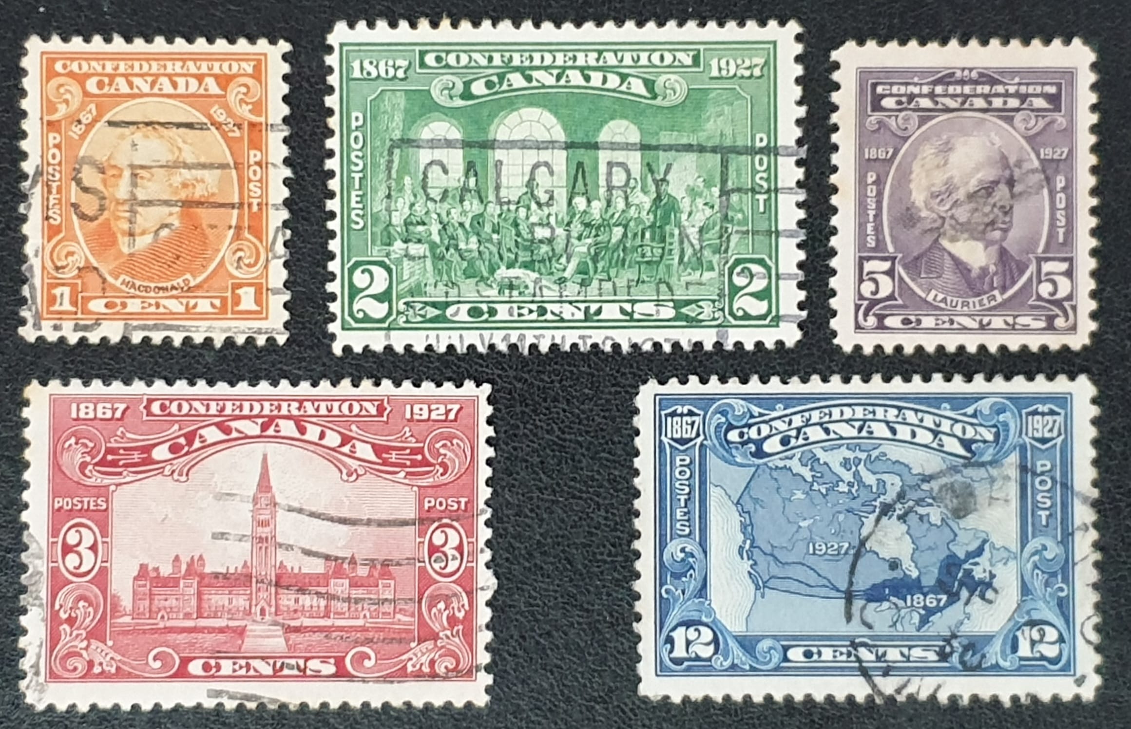 CANADA 1927 "60th Anniversary of Confederation" SG266/70 Set of 5 used stamps