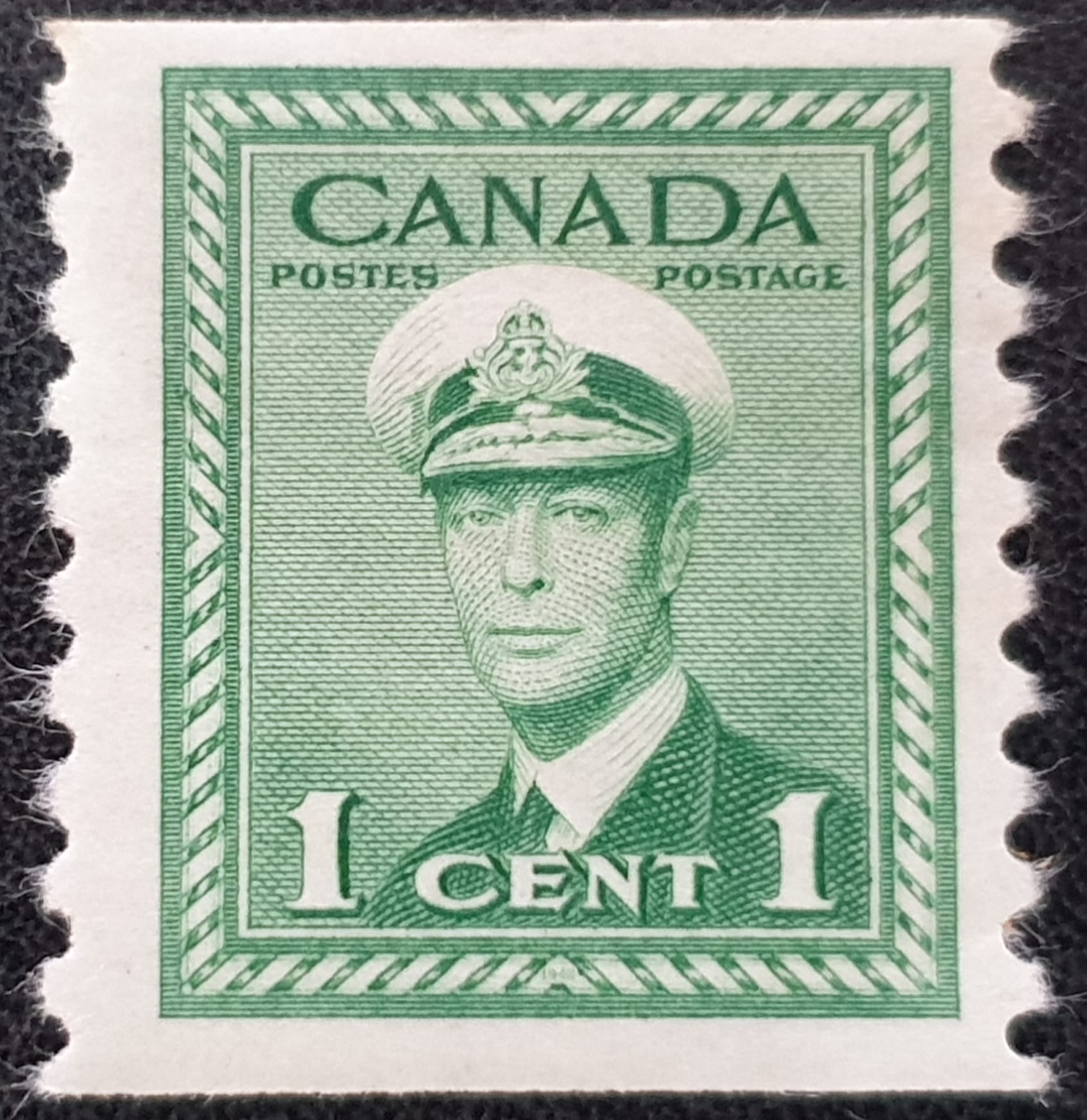 CANADA 1948 King George VI SG397 1c. green Mounted Mint Single Stamp
