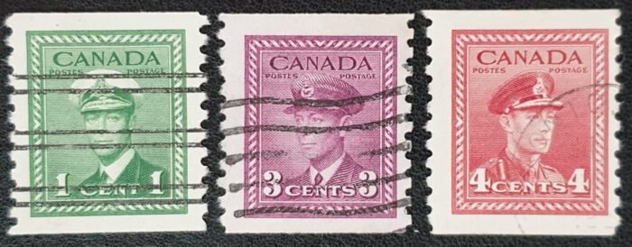CANADA King George VI 1948 COIL STAMPS IMPERF x PERF 9½ Part Set of 3 used