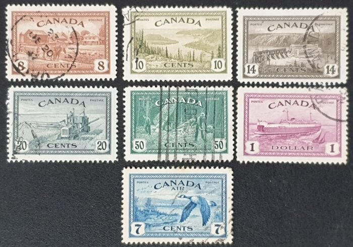 Canada King George VI 1946 "Peace Re-conversion" Set of 7 SG401/7 used