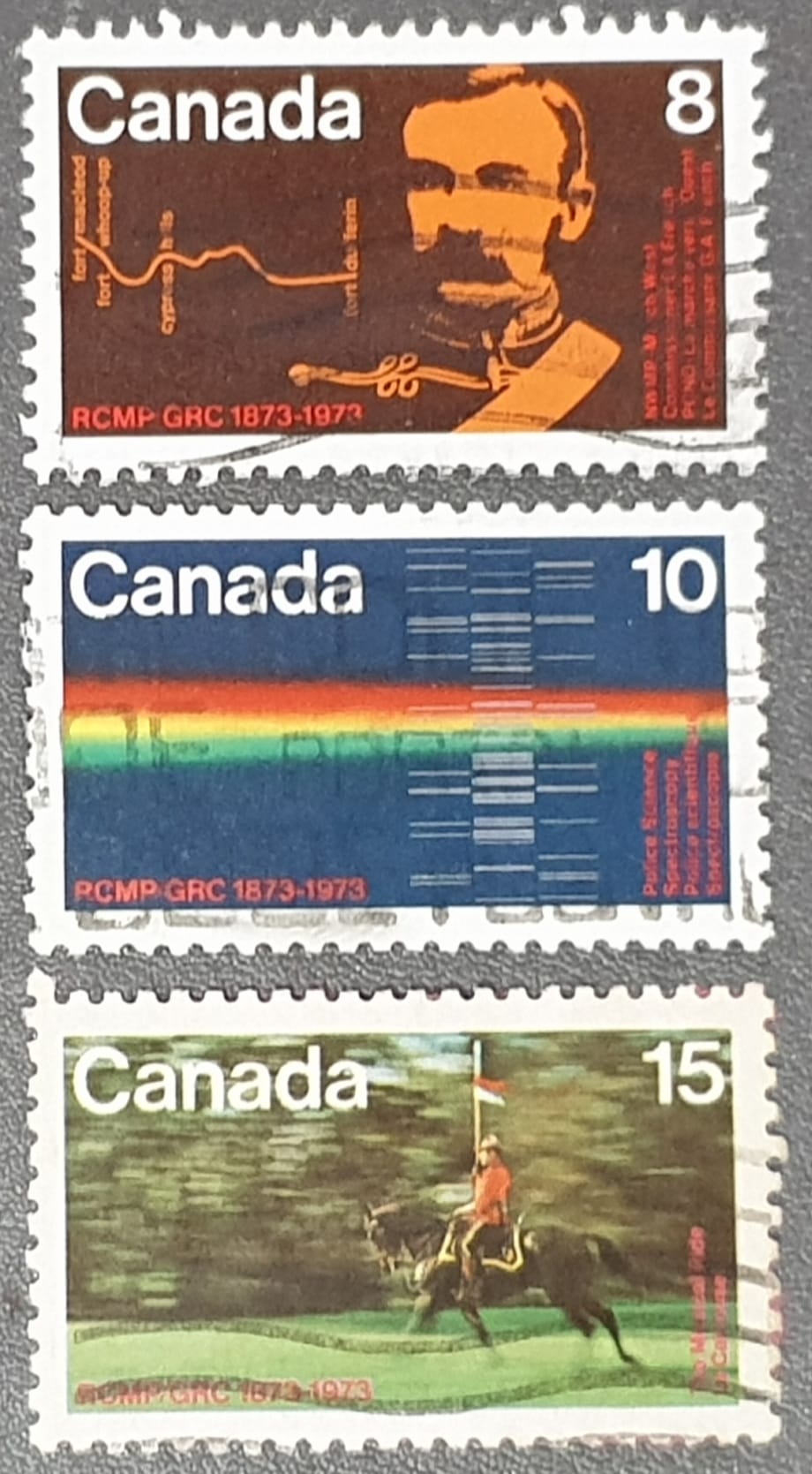 Canada 1973 "Centenary of Royal Canadian Mounted Police" SG751/3 Set of 3 used stamps