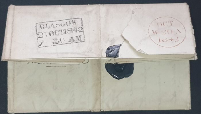 Great Britain Queen Victoria SG8 1d red on cover Plate 20 M-J 20/10/1842 Edinburgh to Glasgow - Image 3