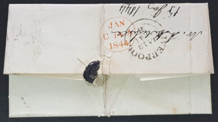Great Britain Queen Victoria SG8 1d red on cover Plate 23 Letters NK 13/1/1844 Liverpool to Edinburgh - Image 3