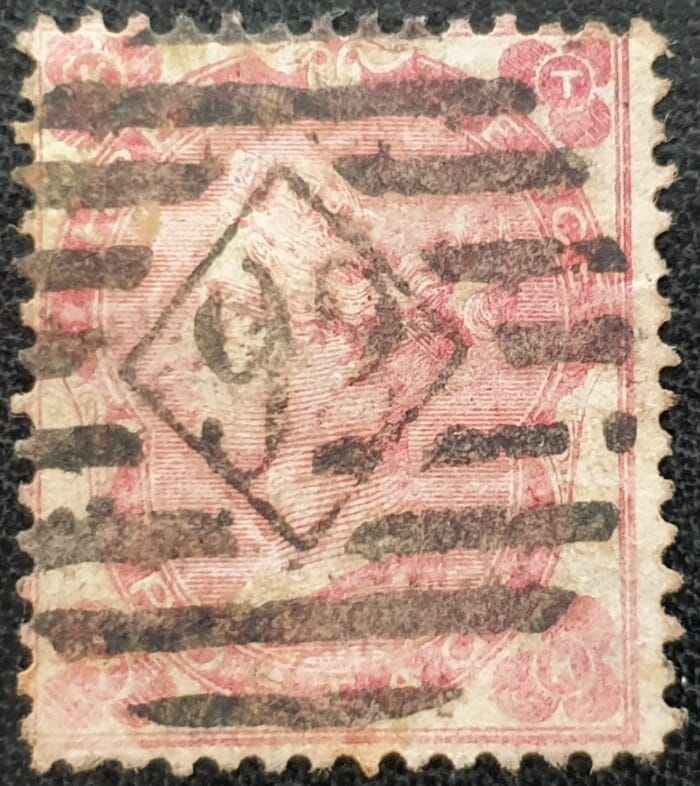 Great Britain Queen Victoria 1862 SG76 3d. (2) bright carmine-rose, Letters T-K used stamp