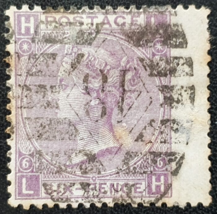 Great Britain Queen Victoria 1867 6d. lilac SG97 Plate 6 Letters L-H Right Wing Margin used stamp