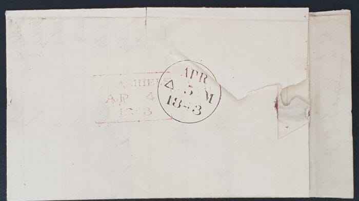 Great Britain Queen Victoria 1843 SG8 1d red entire Plate 26 Letters KA Galashiels-Edinburgh 4/4/1843 - Image 3