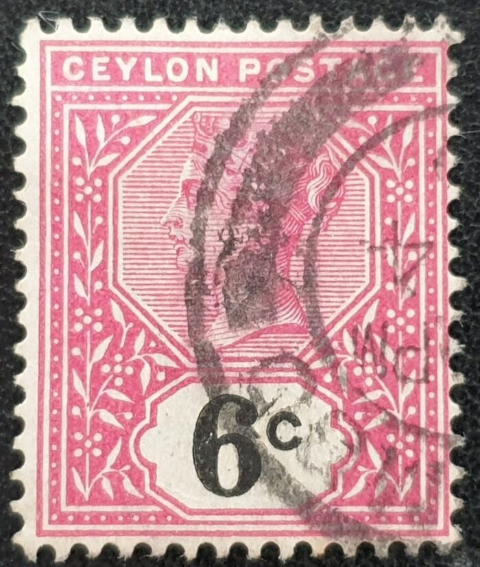 Ceylon 1899-1900 QV SG259 6c. rose & black used single stamp