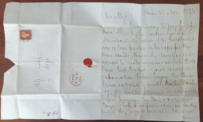Great Britain Queen Victoria SG8 Plate 27 O-G on Letter Edinburgh - Ayr 15/11/1843 - Image 3